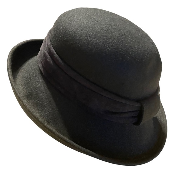 Scala Collection Wool Black Cloche Hat - 22 1/4" - Hat Sz 7 1/8 - Picture 4 of 11